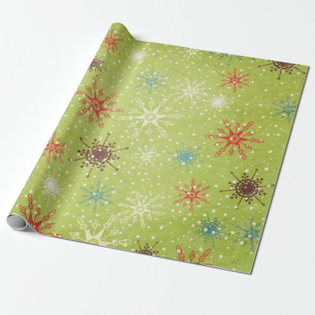 Whimsical Snowflakes Wrapping Paper (Unrolled)