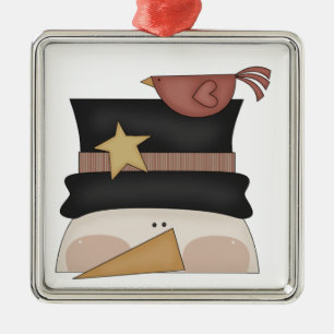 Whimsical Snowman and Cardinal Friend Metal Tree Decoration