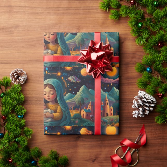 Whimsical Snowman Christmas Artwork Wrapping Paper (Holiday Gift)