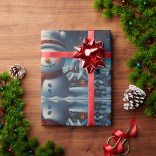 Whimsical Snowman Christmas Artwork Wrapping Paper