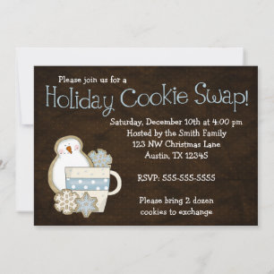 Whimsical Snowman Holiday Cookie Swap Invitations