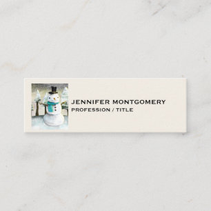 Whimsical Snowman in Winter Christmas Drawing Mini Business Card