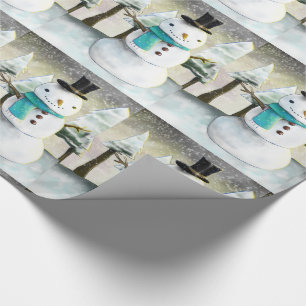 Whimsical Snowman in Winter Christmas Pattern Wrapping Paper