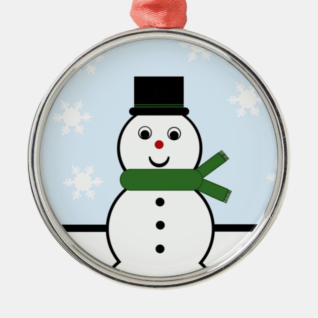 Whimsical Snowman Premium Round Ornament (Front)