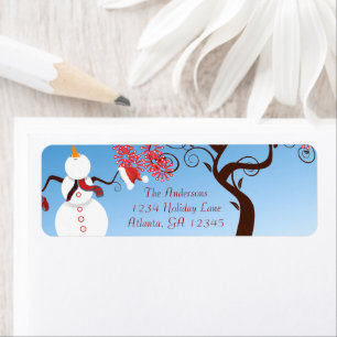 Whimsical Snowman Return Address Label