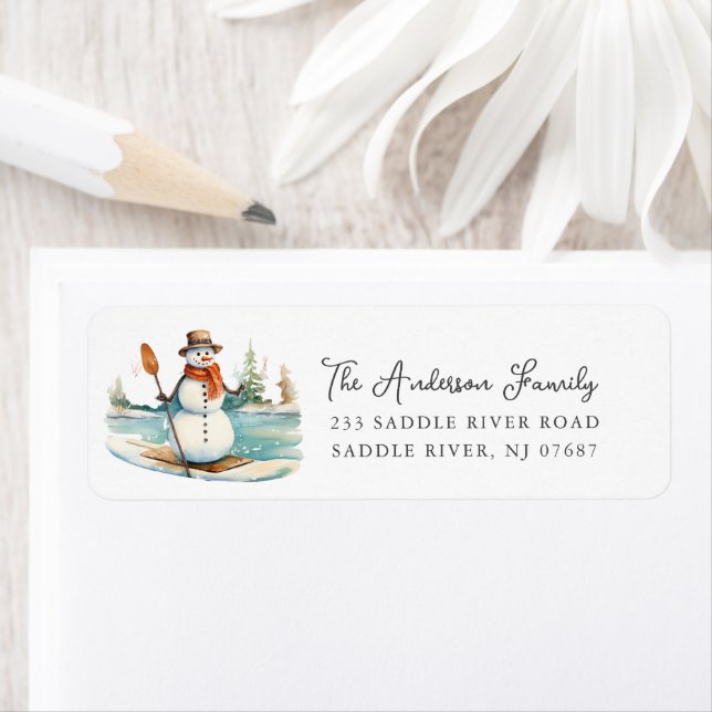 Whimsical Snowman  Return Address Label (Insitu)