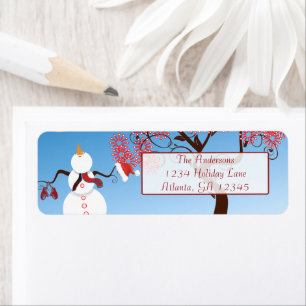Whimsical Snowman Return Address Label