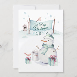 Whimsical Snowman Scene Holiday Christmas Party
