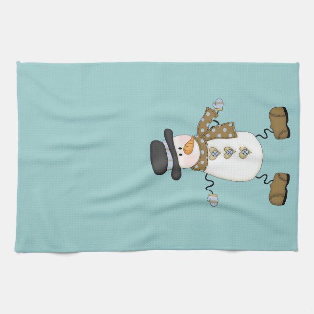 Whimsical Snowman Tea Towel (Horizontal)