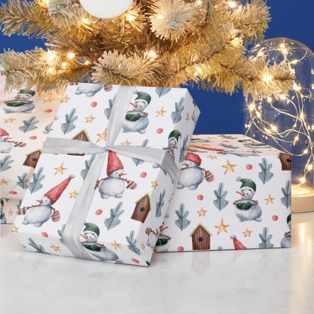 Whimsical Snowmen Christmas Wrapping Paper (Holidays)