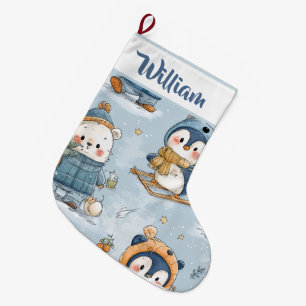 Whimsical Snowy Pattern Christmas Stocking
