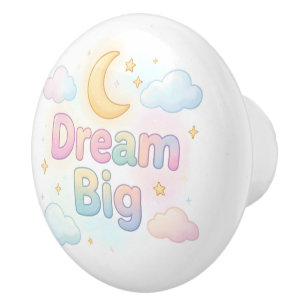 Whimsical soft pastel quote on white ceramic knob
