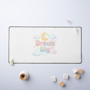 Whimsical soft pastel quote on white desk mat