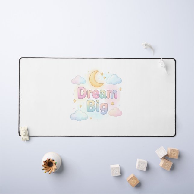 Whimsical soft pastel quote on white desk mat (Kids Table)
