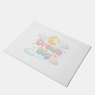 Whimsical soft pastel quote on white doormat