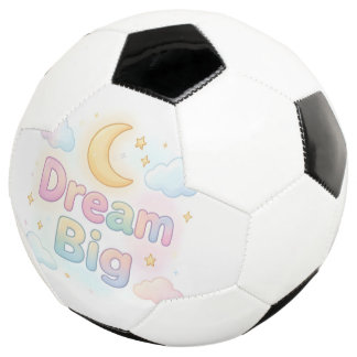 Whimsical soft pastel quote on white soccer ball
