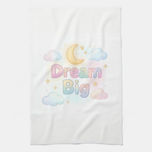 Whimsical soft pastel quote on white tea towel