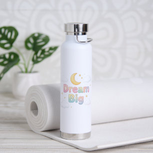 Whimsical soft pastel quote on white water bottle