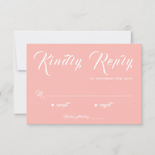 Whimsical Soft Pink Calligraphy Sunset Theme RSVP Card