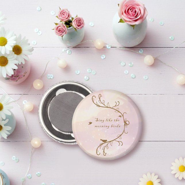 Whimsical Soft Pink Sing Morning Birds Magnet (Creator Uploaded)