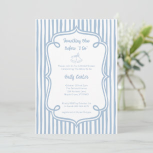 Whimsical Something Blue Bridal Shower Stripes Invitation