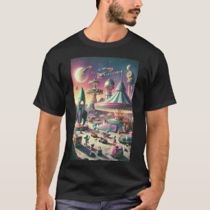 Whimsical Space Carnival in Bright Bold Colours T-Shirt