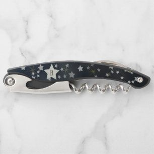 Whimsical Space Galaxy Stars Monogram Corkscrew