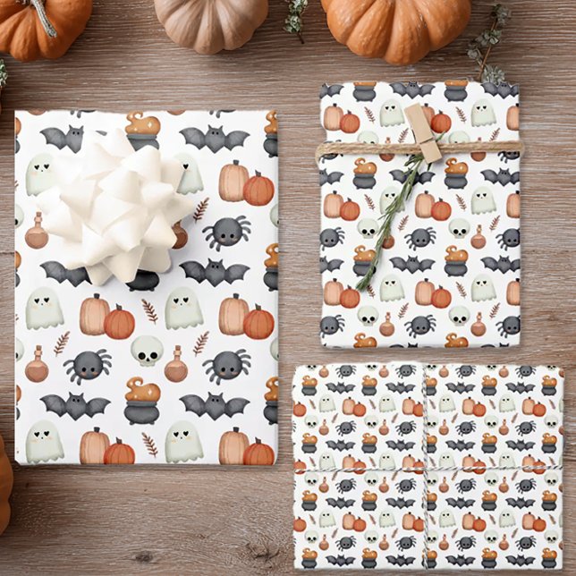 Whimsical Spiders Halloween Wrapping Paper Sheet (Whimsical Halloween Wrapping Paper)