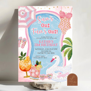 Whimsical Splish Splash Adult Birthday Pool Party Invitation