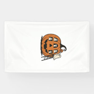 Whimsical Spooky Pumpkin with Ghosts, Cats & Hallo Banner
