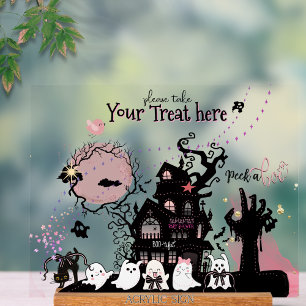 Whimsical "Spooky Treat" Halloween Acrylic Sign