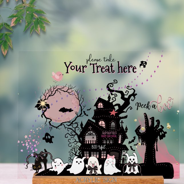 Whimsical  "Spooky Treat" Halloween Acrylic Sign (Whimsical Spooky Treat Halloween Acrylic Sign)