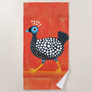 Whimsical Spotted Guinea Fowl Beach Towel