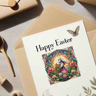 Whimsical Spring Art Nouveau Easter Bunny