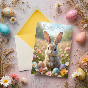 Whimsical Spring Bunny Easter  Card