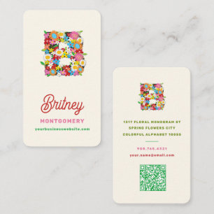 Whimsical Spring Floral B Monogram Name Creative Business Card