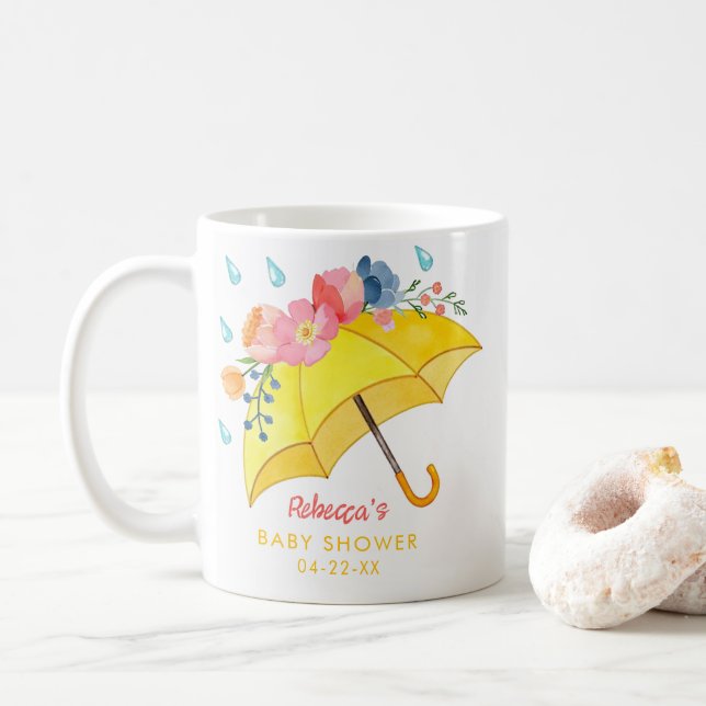 Whimsical Spring Floral Baby Shower Coffee Mug – A (With Donut)