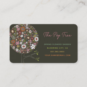 Whimsical Spring Flowers Colourful Pop Tree Nature Business Card