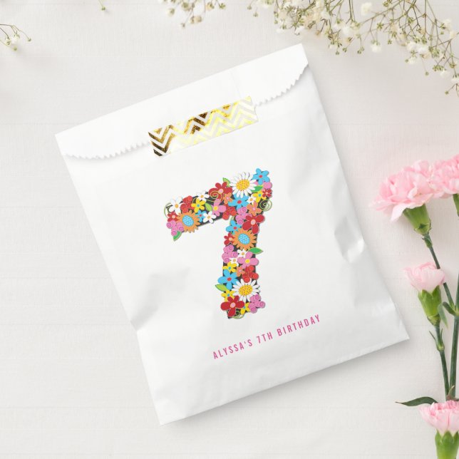 Whimsical Spring Flowers Girl's 7th Birthday Party Favour Bag (Sealed)