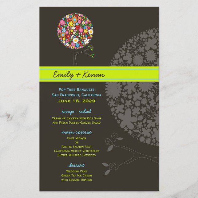 Whimsical Spring Flowers Pop Tree Wedding Party (Front)