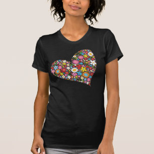 Whimsical Spring Flowers Valentine Cute Heart Love T-Shirt