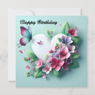 Whimsical Spring Garden & Painted Butterfly Bloom Holiday Card