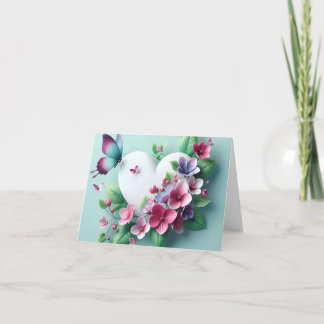 Whimsical Spring Garden & Painted Butterfly Bloom Thank You Card
