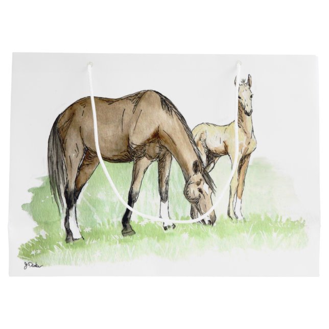Whimsical Spring Horse Foal Large Gift Bag (Back)