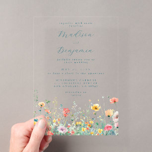 Whimsical Spring Wildflower Wedding Acrylic Invitations