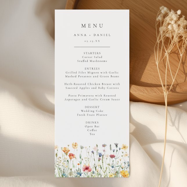 Whimsical Spring Wildflower Wedding Menu (Creator Uploaded)