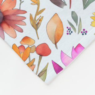 Whimsical Spring Wildflowers & Adorable Hedgehogs Fleece Blanket