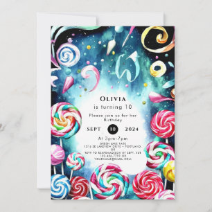 Whimsical Sprinkle Candyland Birthday Invitation