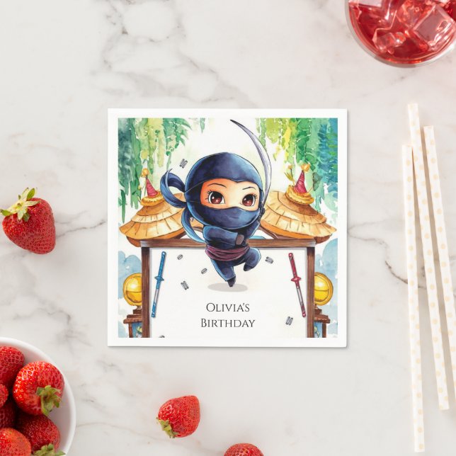  Whimsical Spy Ninja Birthday Napkin (Insitu)
