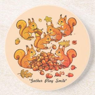 "Whimsical Squirrel Collection Fun" Coaster